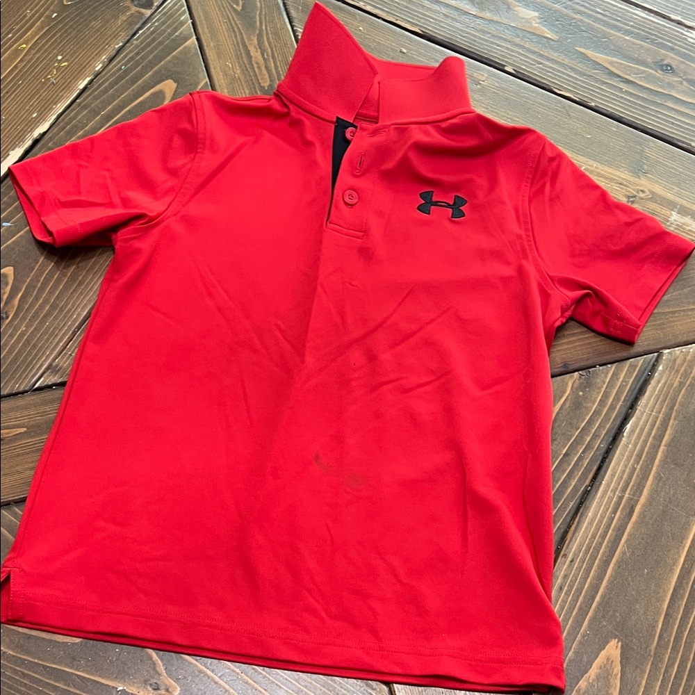 Under Armour Kids Polo Trio - Bold Red, Charcoal Gray, Light Green - Picture 5 of 7